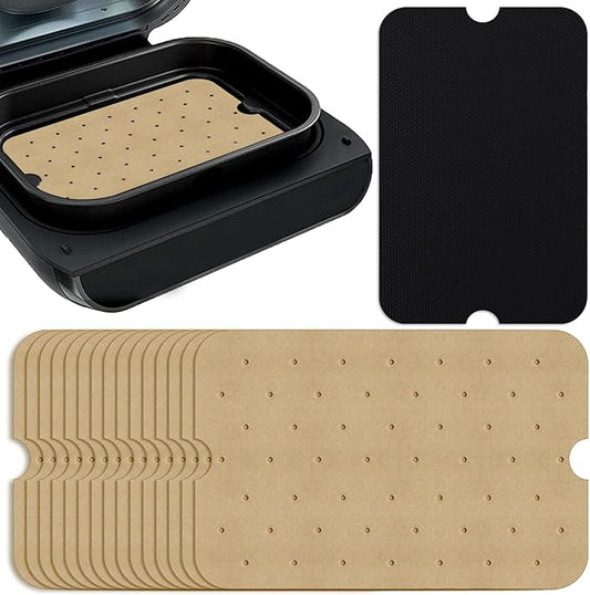 WMKGG Disposable Air Fryer Parchment Paper, 100 PCS Perforated Rectangular Air Fryer Liners for