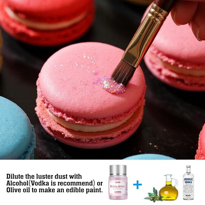 Twisweet Iridescent Edible Glitter for Drinks, Food Grade 10g Sparkling Sprinkles Cake Decorating Supplies, Edible Luster Dust for Cocktail Beverages, Food Coloring Shimmer Powder for Cupcakes Cookies Cake Decorations