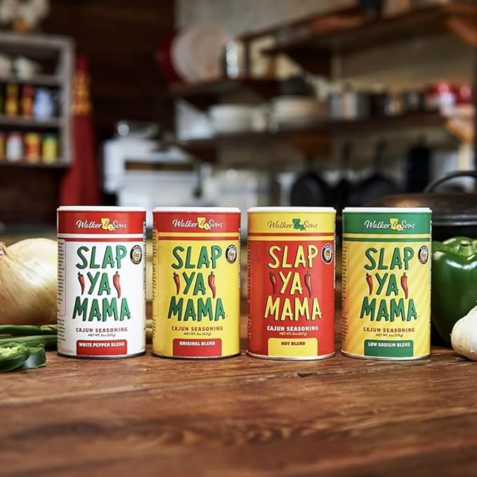 Slap Ya Mama Hot Blend Cajun Seasoning - 8 oz Can, Pack of 2, All Natural, No MSG, Kosher, Gluten-Free - Authentic Louisiana Flavor