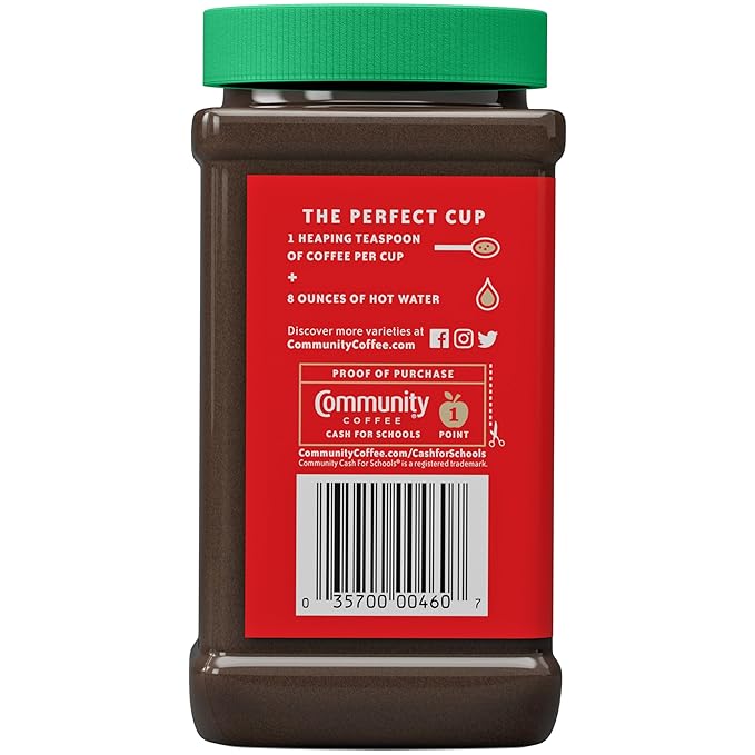 Community Coffee Café Special Decaf Instant Coffee, Medium Dark Roast, 7 Ounce Jar (Pack of 12)