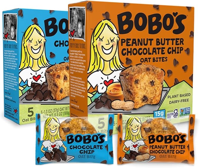 Bobo's Bites Chocolate Variety Pack, 15 Chocolate Chip, 15 Peanut Butter Chocolate Chip
