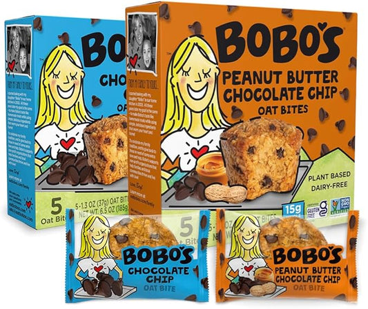 Bobo's Bites Chocolate Variety Pack, 15 Chocolate Chip, 15 Peanut Butter Chocolate Chip