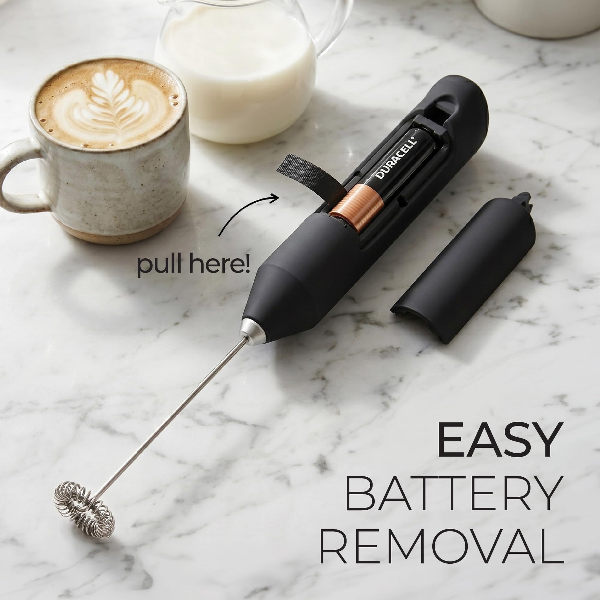 Zulay Kitchen Milk Frother Handheld - Mini Frother Wand, Milk Mixer, Drink Whisk for Coffee, Matcha