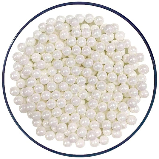 Sentovac 7mm White Pearl Sprinkles Edible Cake Decorating Sugar Candy Cookie Cake Cupcake Topper Ice Cream Baking Decorations Halloween Christmas Valentines Wedding Supplies