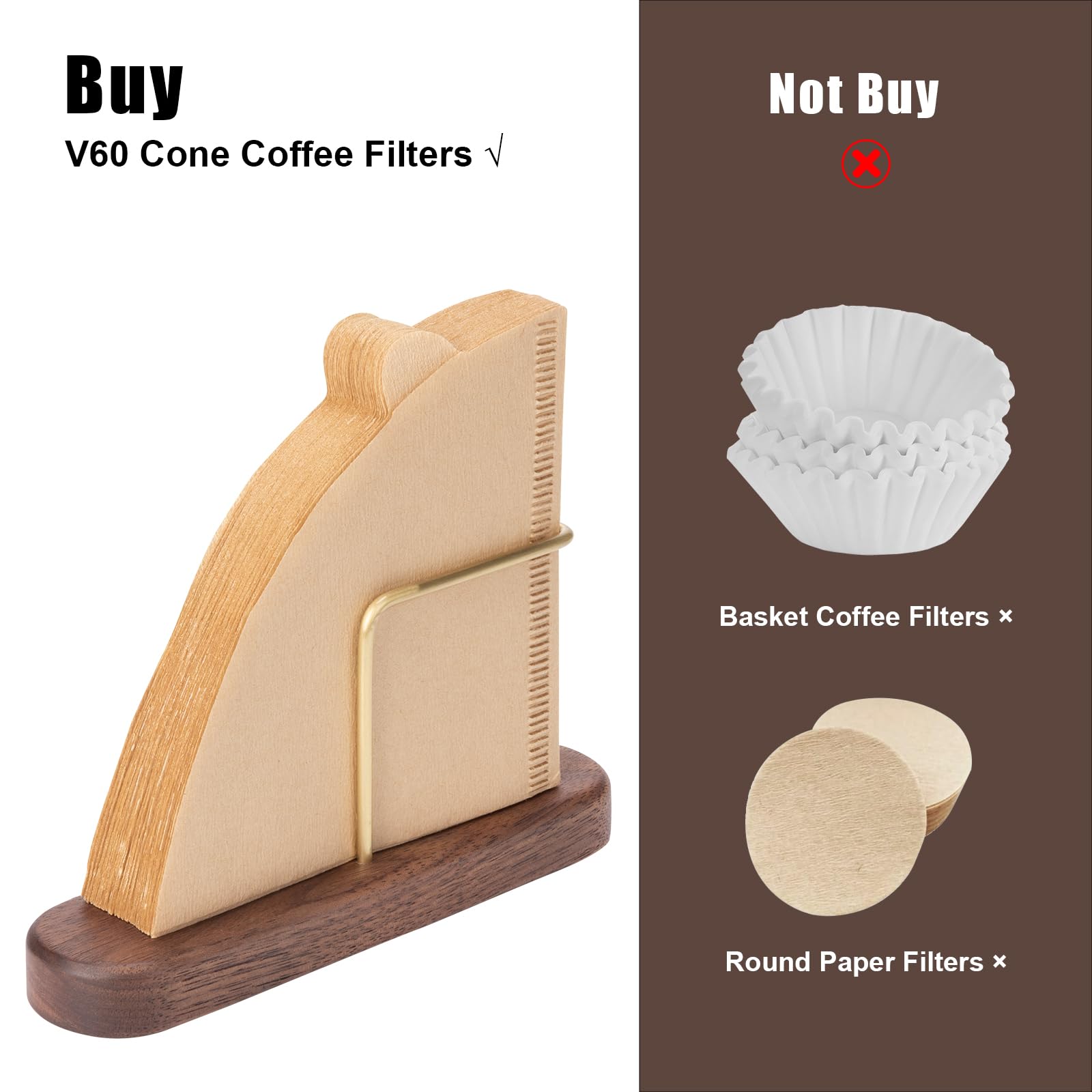 Walnut & Brass Coffee Filter Holder for #1#2 V60