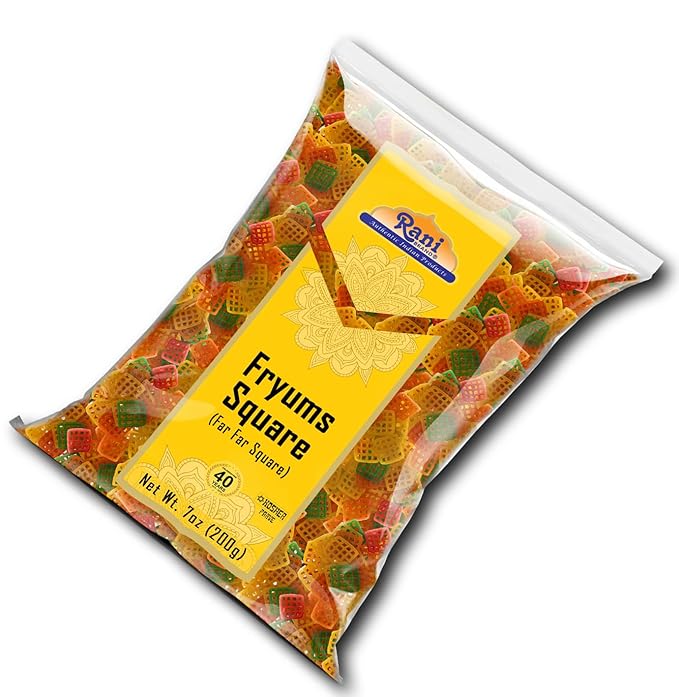 Rani Far Far / Fryums (Wheat & Tapioca Pellet) Square Shape 7oz (200g) ~ Vegan, Kosher, Uncooked, Used to Make Papad, Bhungra / Chip Snack
