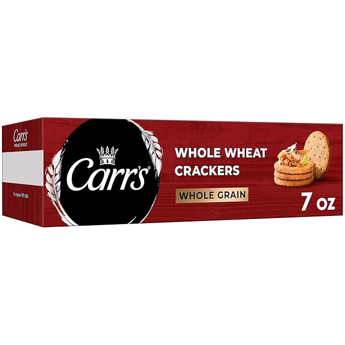 Carr's Crackers, Whole Grain Crackers, Party Snacks, Whole Wheat, 7oz Box (Box of 6)