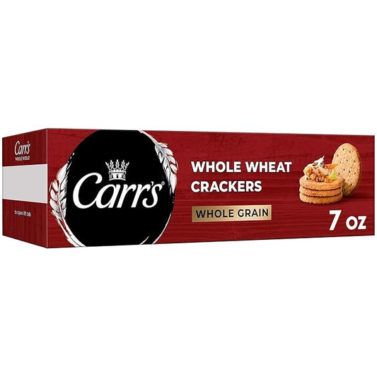 Carr's Crackers, Whole Grain Crackers, Party Snacks, Whole Wheat, 7oz Box (Box of 6)