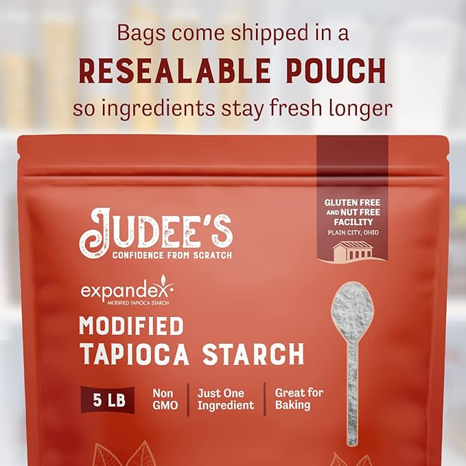 Judee's Gluten Free Expandex Modified Tapioca Starch 5 lb - 100% Non-GMO, Gluten-Free & Nut-Free - USA Packaged - Thickens and Enhances Texture - Great for Making Tortillas, Bread, and Bagels