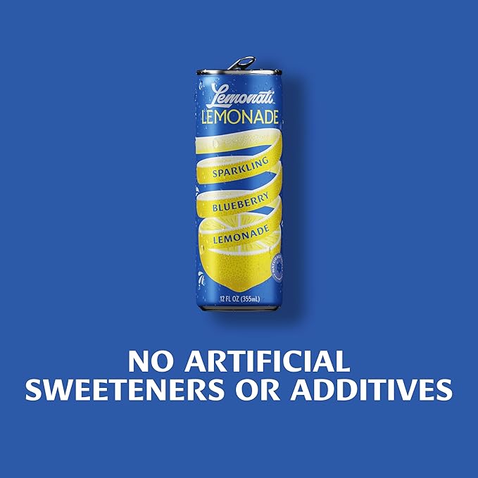 Lemonati Lemonade Sparkling Blueberry Lemonade, No Artificial Sweeteners or Flavoring, Gluten-Free