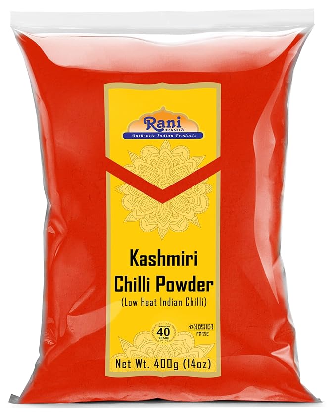 Rani Kashmiri Chilli Powder (Deggi Mirch, Low Heat) Ground Indian Spice 14oz (400g) ~ All Natural, Salt-Free | Vegan | No Colors | Gluten Friendly | NON-GMO | Kosher | Indian Origin