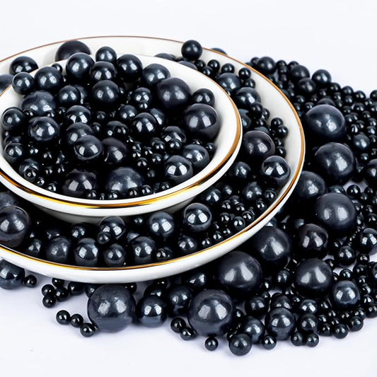 Twisweet Black Pearl Sprinkles for Cake Decorating, Edible Sugar Pearls for Baking, Mix Size, Cake Topper Cupcake Cookie Ice Cream Dessert Decorations, Halloween Birthday Christmas Supplies (130g/4.58oz)