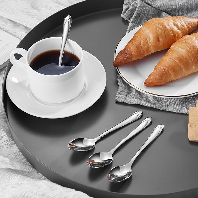 KEAWELL Premium Astra 4-Piece 5.8 inch Spoon Set ??Mirror-Finished 18/10 Stainless Steel with Diamond-Faceted Handles Dishwasher Safe for Modern Dining (4, Small Spoons)