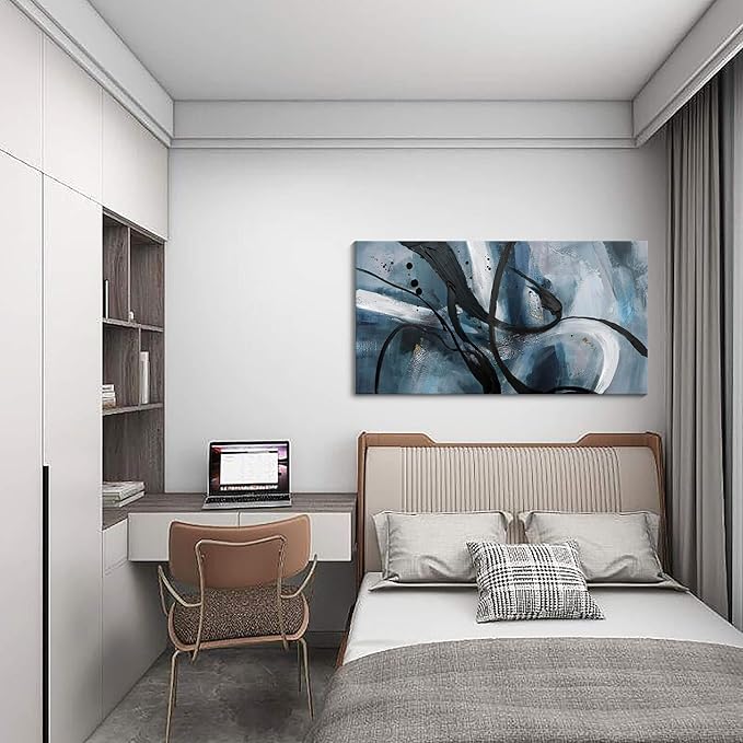 Abstract Canvas Wall Art Black And White Graffiti Lines Simple Art Modern Abstract Artwork Canvas Prints Canvas Picture Contemporary Wall Art Bedroom Living Room Office Decoration Framed 20x40