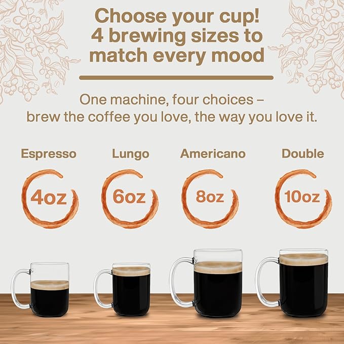PeleCafe Coffee Machine – Compatible with Senseo Pods – Fast Brewing Single-Serve Coffee Maker with Rich Flavor Extraction, Crema Layer, Space-Saving Sleek Design, Barista-Quality Taste