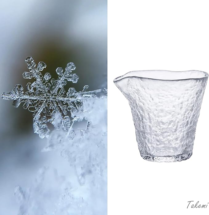 Japanese Handcrafted Sake Cups – Exquisite Artisan Glassware for Cold Sake & Shochu, Elegant Drinkware for Any Occasion, Made in Japan (First Snow Sake Carafe, Carafe 8.4 fl oz - 250ml)