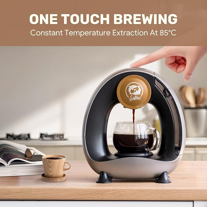 Single Serve Coffee Maker,Fast Brew in 2 minutes,Stylish＆Compact Design,MINI Q 2 IN 1 Coffee Machines for K*cup Capsules & Ground Coffee, Dark Grey Coffee maker
