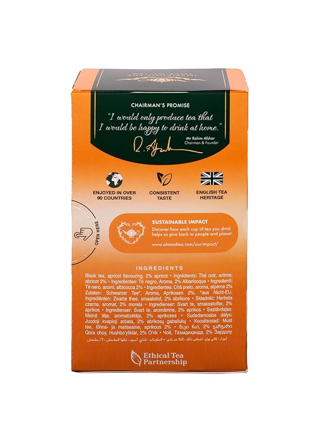Ahmad Tea Apricot Sunrise Black Tea, 20 Count, Pack of 6
