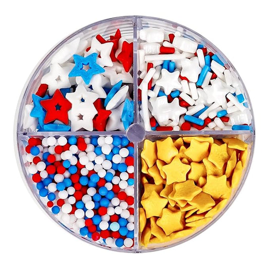 4th of July, Patriotic Sprinkles for Cake Decorating, Red White Blue Sprinkles, 110g/3.88oz, Cupcake Decoration, Cupcake Toppings, Ice Cream(Red/White/Blue)