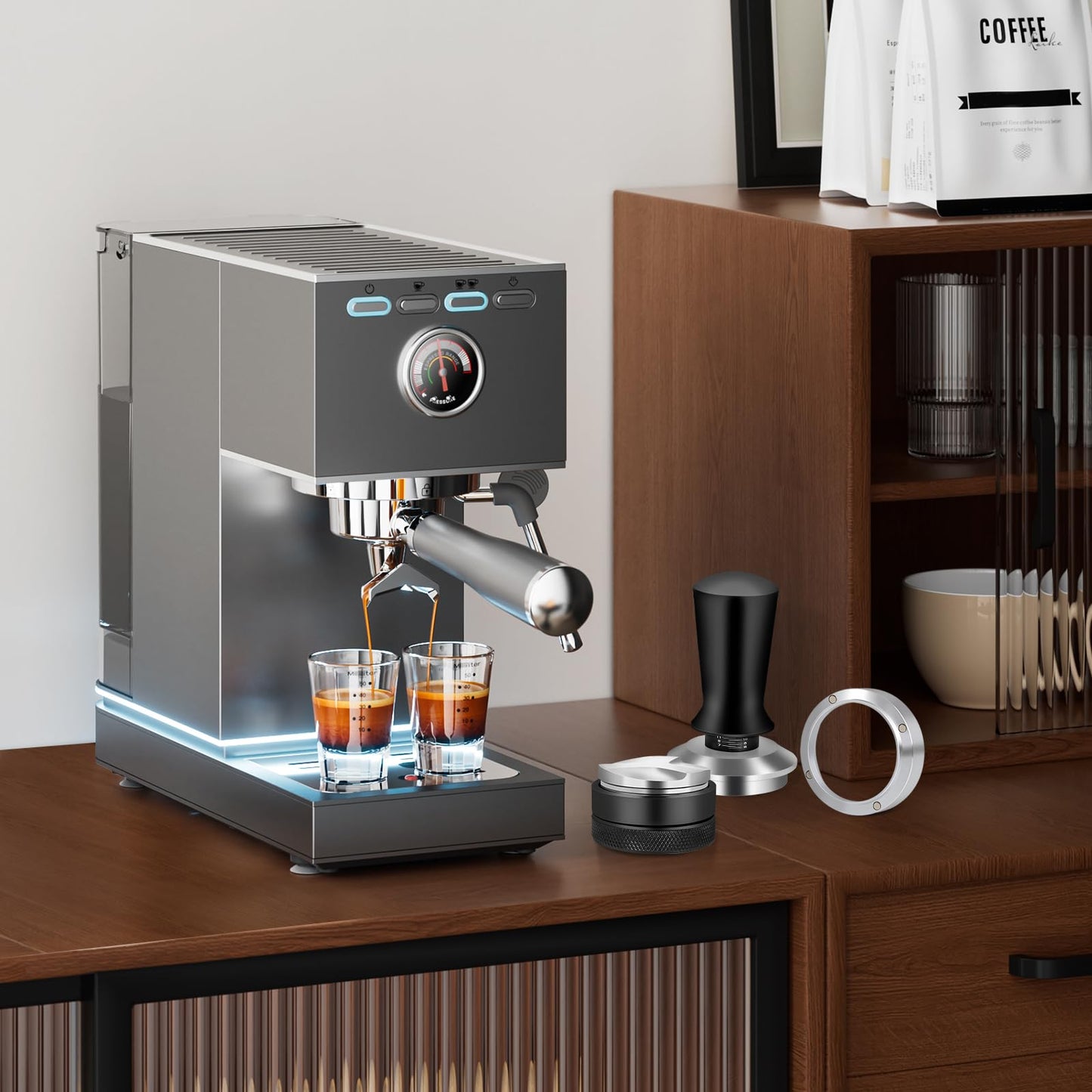Reoszeank 51mm Espresso Accessories Kit, Distributor, Tamper, Dosing Funnel