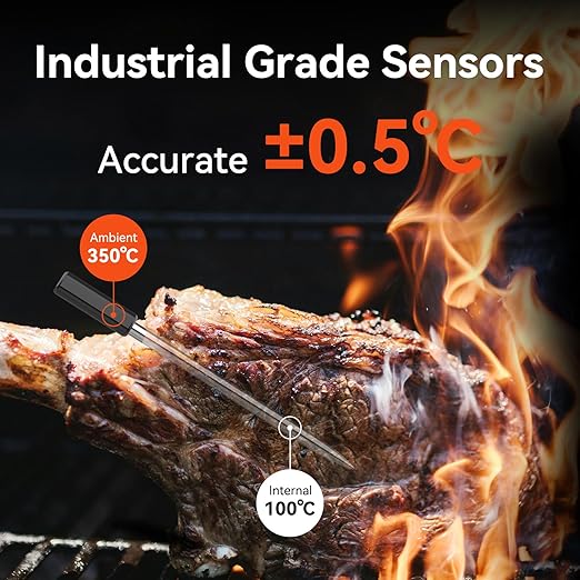 WiFi Meat Thermometer | Long-Range Wireless Probe for Oven, Grill, Air Fryer, BBQ | Smart APP | Dual Sensors | IP67 Waterproof