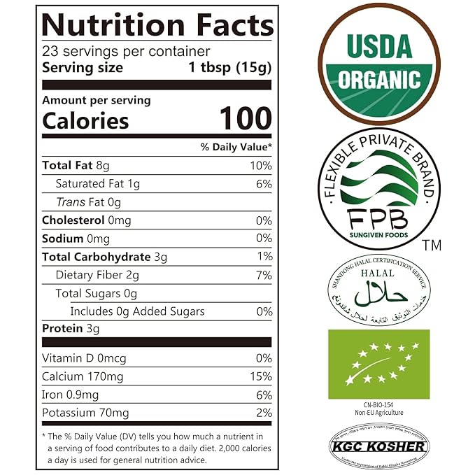 ONETANG Organic White Sesame Powder,No Sugar,Plant Based,Low Temp Roasted,HALAL,NON-GMO,White Sesame Paste 12.3 Oz (350g)