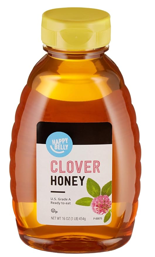 Amazon Brand - Happy Belly Clover Honey, 1 pound (Pack of 1) (Previously Solimo)