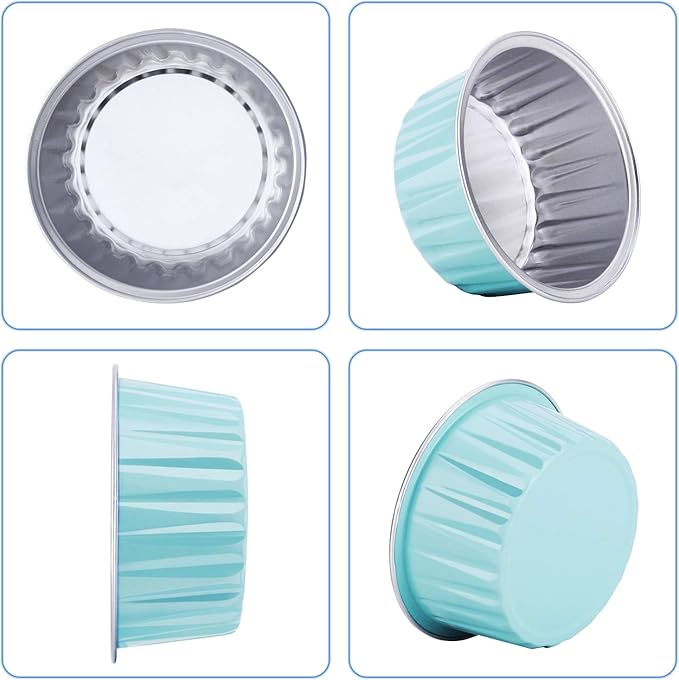 EUSOAR Disposable Foil Ramekins with Lids, 30pcs 5oz 125ml Aluminum Foil Muffin Liners Cupcake Baking Cups, Mini Pie Pans with Lids, Disposable Foil Baking Cups Containers for Creme Brulee or Cupcake