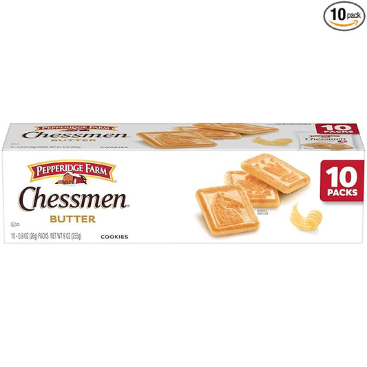 Pepperidge Farm Chessmen Butter Cookies, 0.9 Oz Snack Pack, 10 Pk