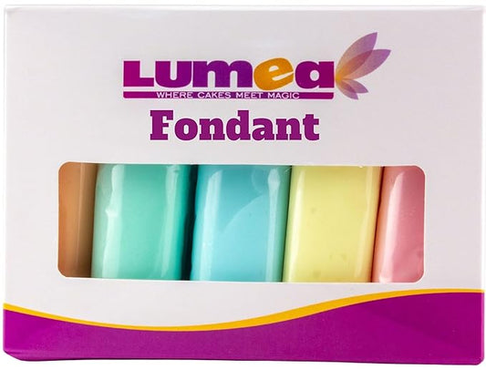 Dekozauber24 Fondant icing multipack, 5 pastel colors, 3.5oz (100g) rolled fondant per color, for