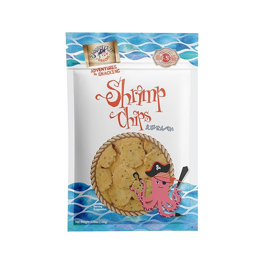 Shrimp Chips Snack, Ebi Senbei 4.59oz (130g), Authentic Japanese Snack by Swashbuckle Snacks, Made in Japan, Otsumami