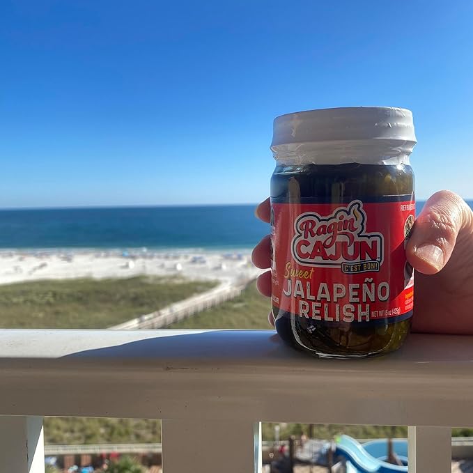 Sweet Jalapeno Relish - 15 oz Jar, All Natural - Spicy Sweet Louisiana Condiment for Dips, Hot Dogs, Sanwiches, Salads & More by Ragin' Cajun