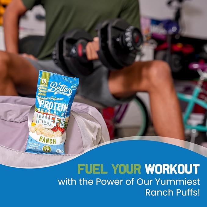 Better Than Good Keto Ranch 16g Protein Puffs | Healthy Savory Snacks, Gluten-Free, Low Carb, kids & Diabetic-Friendly Snack, No Artificial Flavours | 2 Servings of Fruits & Veggies (Pack of 12)