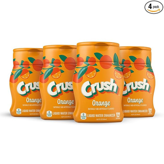 Crush, Orange, Liquid Water Enhancer ??New, Better Taste! (4 Bottles, Makes 96 Flavored Water Drinks) ??Sugar Free, Zero Calorie