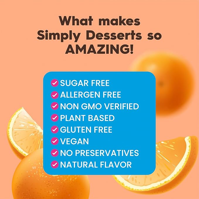 Simply Desserts Sugar-Free Orange Jel, 6-Pack ??Vegan Dessert, Keto Snacks, Diabetic Friendly & Kosher, 1.7 Oz Ea