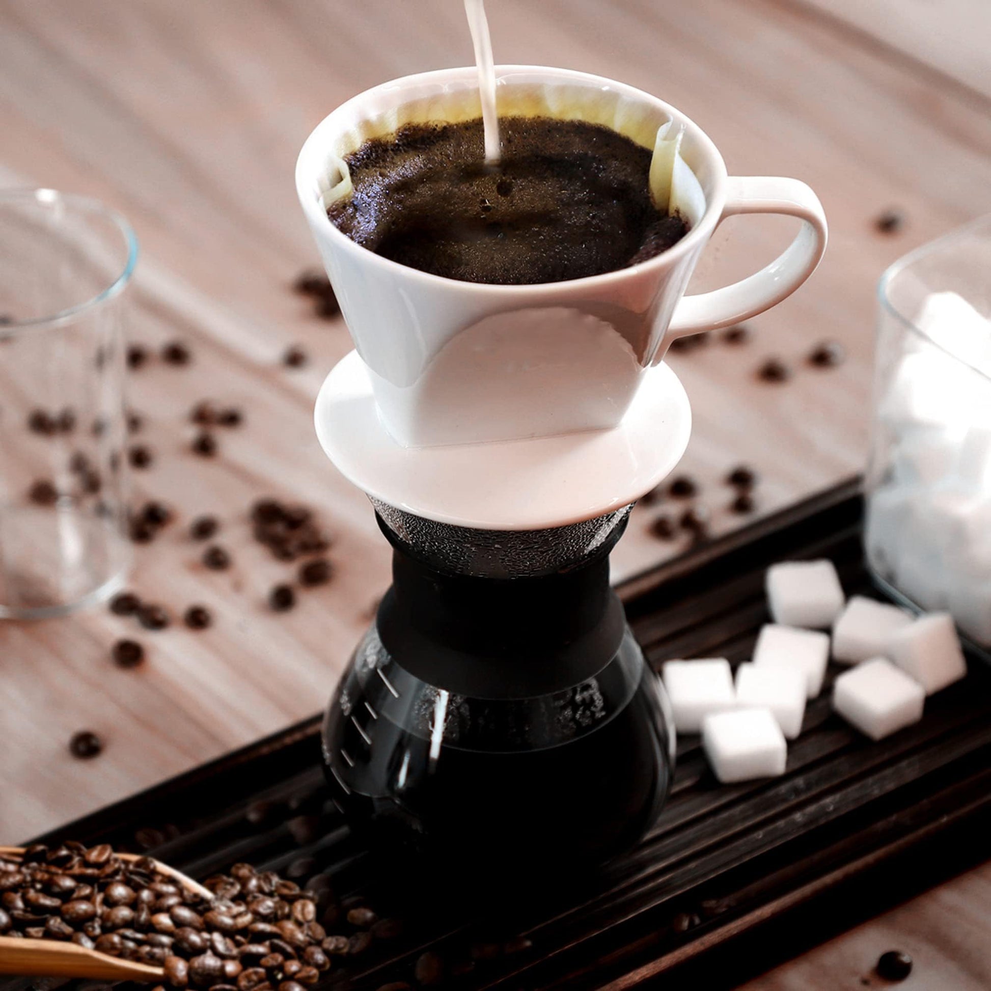 LHUKSGF Pour Over Ceramic, Coffee Dripper Ceramic Coffee Maker,White