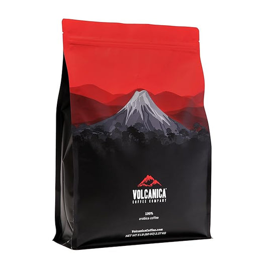 Volcanica House Decaf Coffee, Ground, Swiss Water Processed, Fresh Roasted, 5 lbs