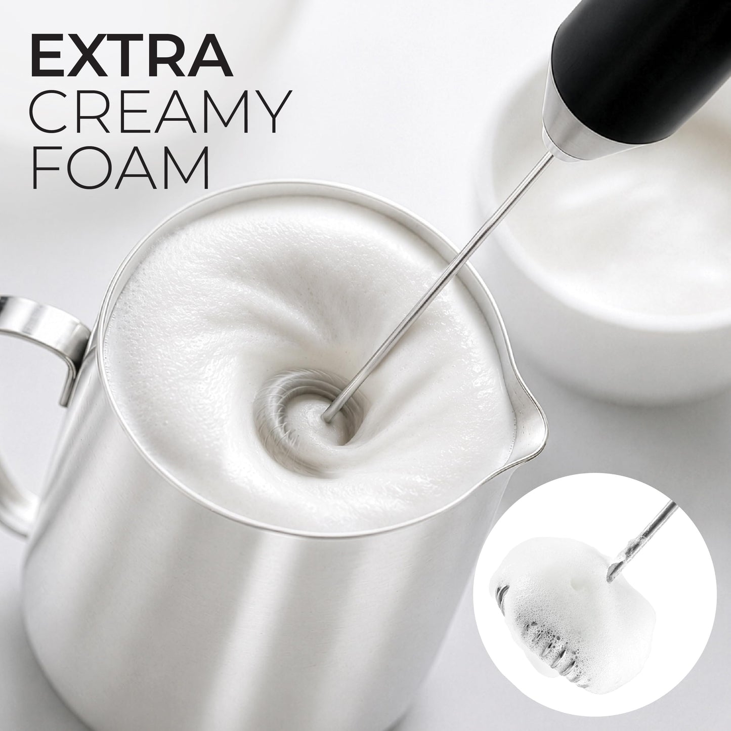 Zulay Kitchen Milk Frother Handheld - Mini Frother Wand, Milk Mixer, Drink Whisk for Coffee, Matcha