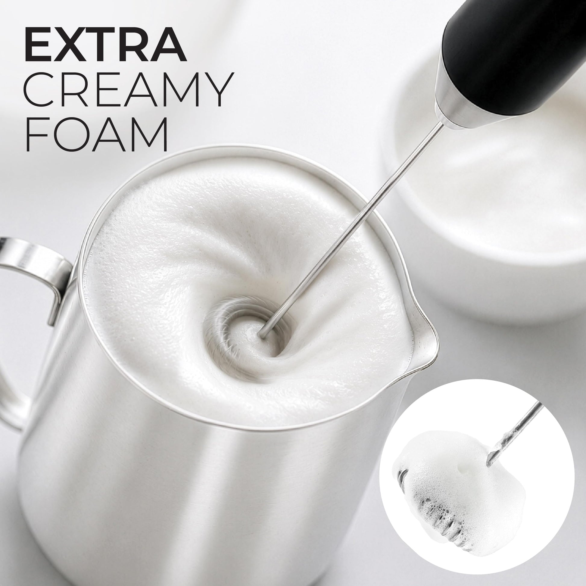 Zulay Kitchen Milk Frother Handheld - Mini Frother Wand, Milk Mixer, Drink Whisk for Coffee, Matcha
