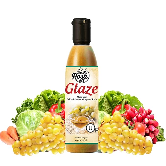 De La Rosa White Balsamic Glaze, Kosher for Passover, Vegan, Non-GMO & Gluten Free, Great for Salad Dressing, Marinades, Toppings & More, Balsamic Vinegar Glaze, 8.45 Oz (Pack of 1)