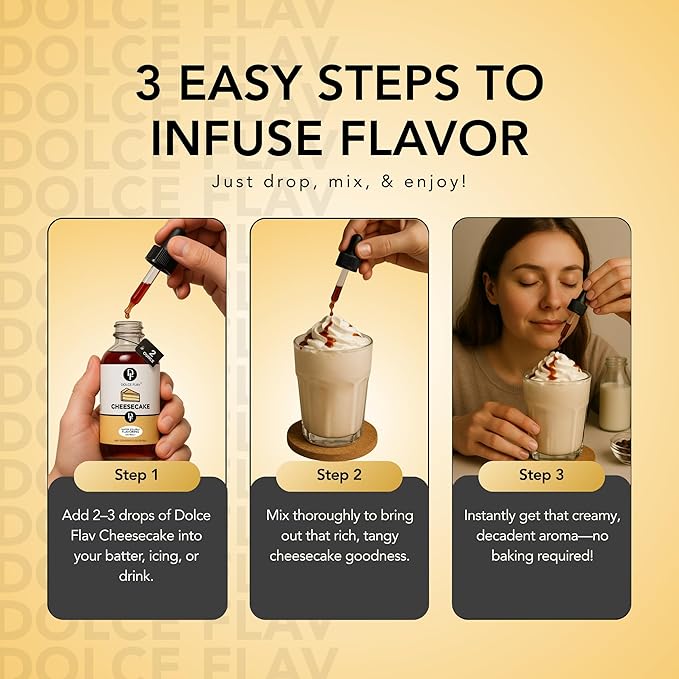 Dolce Flav Cheesecake Extract ??2 Ounce Water-Soluble Kosher, Sugar-Free, Concentrated Creamy Flavor for Desserts, Frostings & Pastries, Includes Measured Dropper
