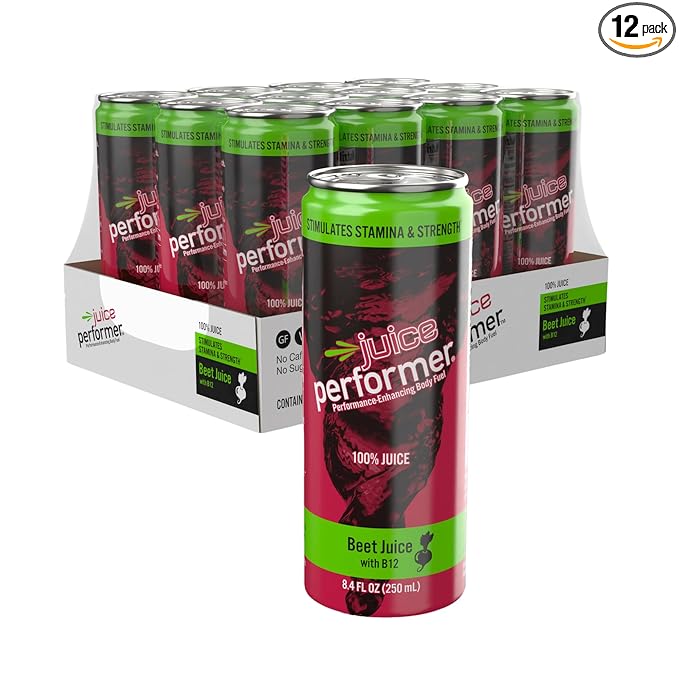 Juice Performer Beet Juice With Vitamin B12 - Natural Pre-Workout Beetroot Juice For Boosting Stamina & Strength - Vegetable Juice with B12 Energy Booster - Superfood 8.4 Fl.Oz. (12 Pk) Vegan