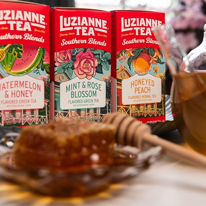 Luzianne Southern Blends Honeyed Peach Flavored Herbal Tea Bags, 18ct (Pack of 1)