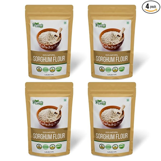 Organic Zing Pure and Organic Sorghum Flour | Organic Jowar Flour | Sorghum Flour Gluten Free | USDA Certified | Product of India - 454 gm (16 oz) - Pack of 4