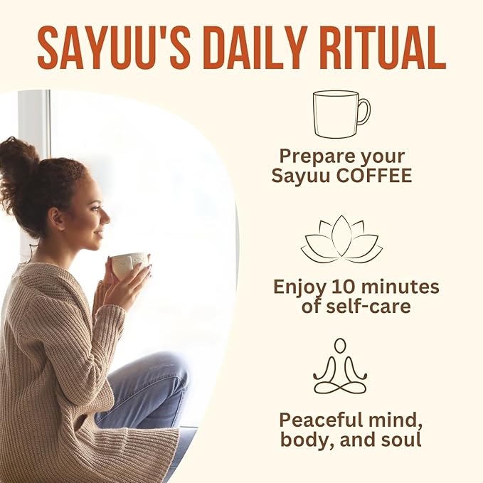 SAYUU Mushroom Coffee Blend ??Focus, Energy & Harmony ??Vegan, Functional Mushrooms, Cordyceps, Lion?™s Mane & Reishi ?“Dietary Supplement - 30 Servings