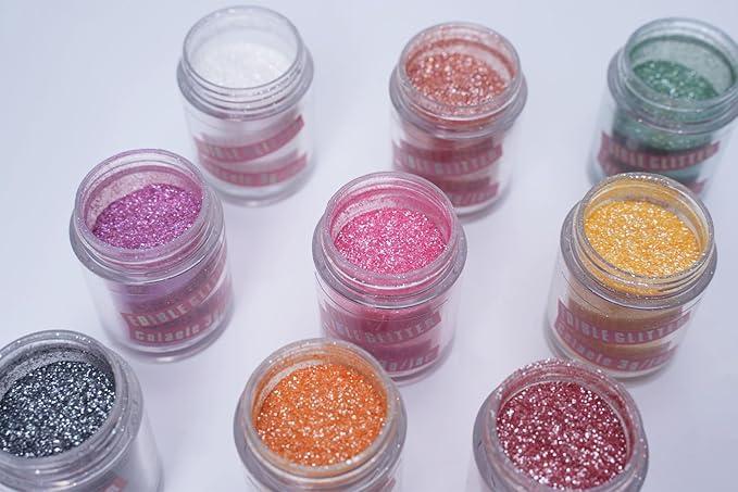 Edible Glitter for Cakes Drinks Luster Dust Set - Colaele 10 Colors Shimmering Disco Glitter Food Grade Metallic Food Coloring Powder Sprinkling for Strawberries, Chocolates, Fondant, Pops, Vegan