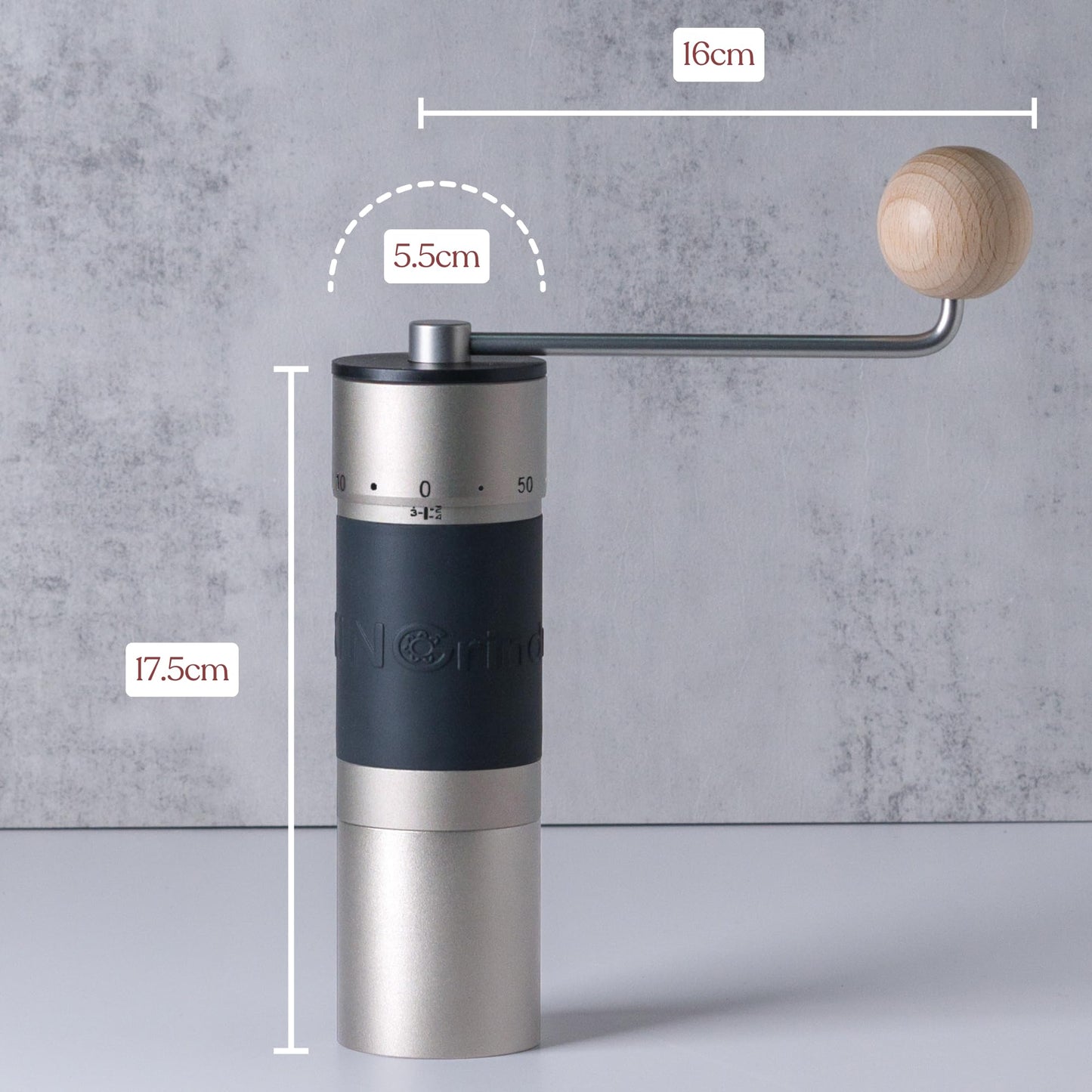 【Sliver】KINGrinder K6 Manual Coffee Grinder Straight Handle Stainless Burr