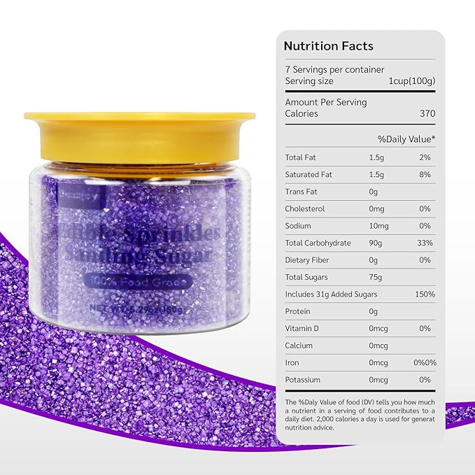 Edible Purple Sanding Sprinkles, Sanding Sugar, Kosher Food Grade 150g, Purple Sprinkles for Cake Decorating, Cupcake, Cookies