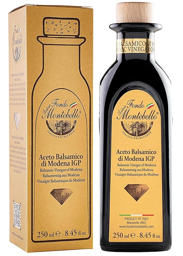 Balsamic Vinegar of Modena 8.45 fl.oz. (250ml), FONDO MONTEBELLO IGP-Certified, Dense and Delicious Balsamic Vinegar, Perfect for Salads, Meats and Desserts - Product from Italy