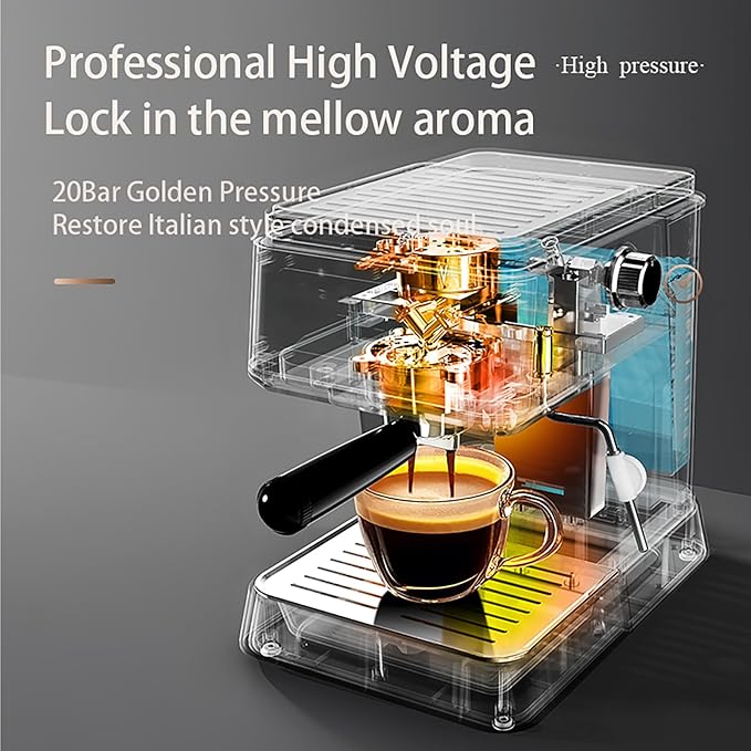 Espresso Machine 20 Bar, Upgraded 1300W Espresso Maker with Milk Frother Steam Wand, Semi-Automatic Espresso Coffee Machines for Home, for Cappuccino, Latte, 50oz Removable Water Tank (black)